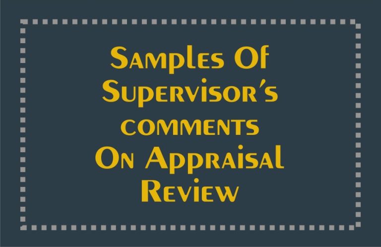110 Employers Comments On Appraisal And Performance Review