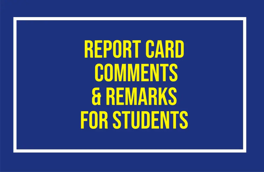 Report Card Remarks For Students