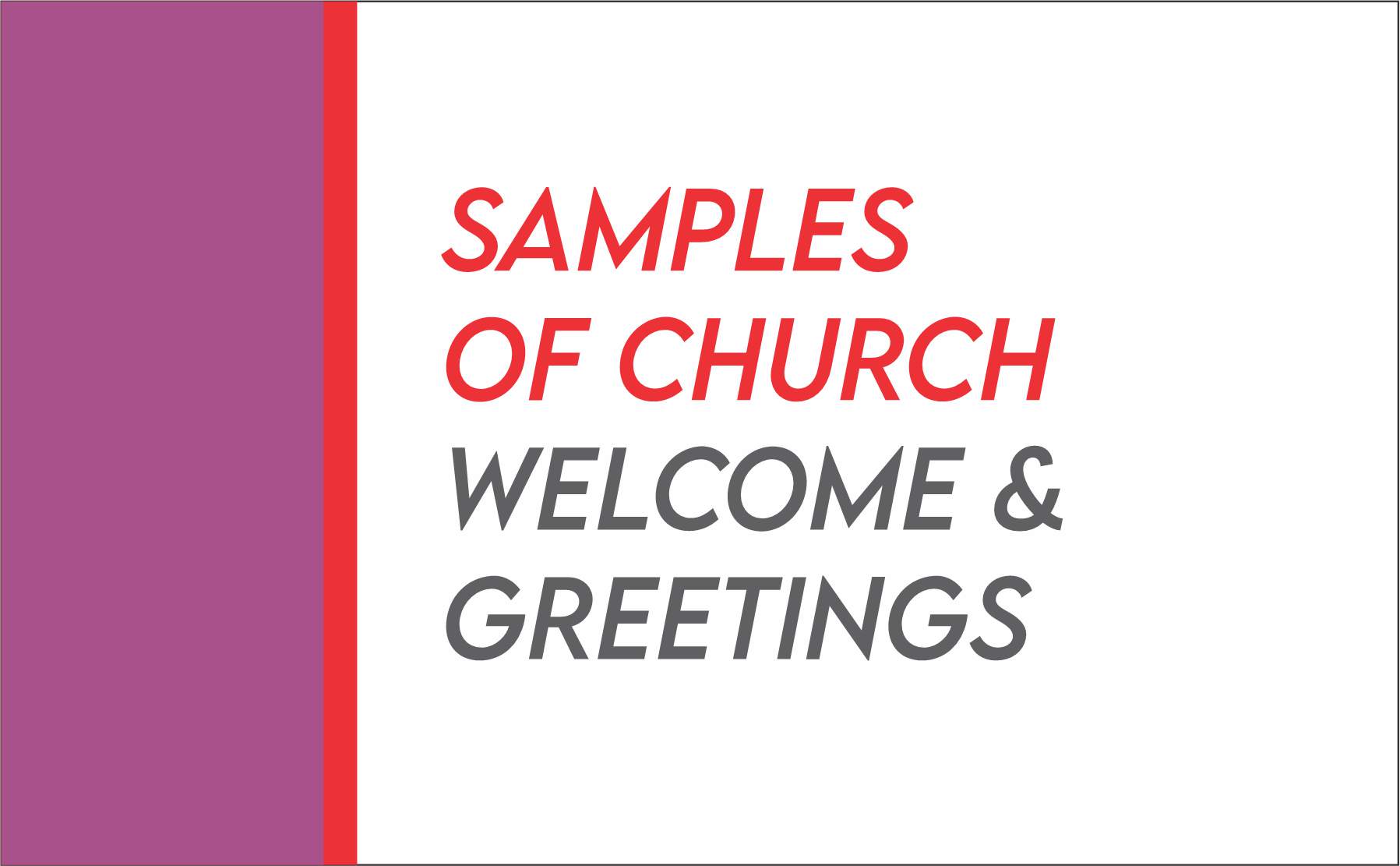 Church Greetings And Welcome